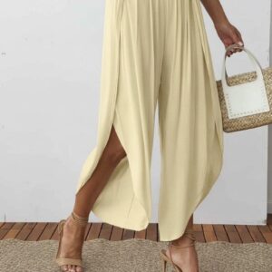 Palazzohose mit Seitenschlitz gelb