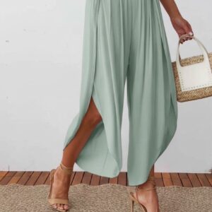 Palazzohose mit Seitenschlitz wassergrün