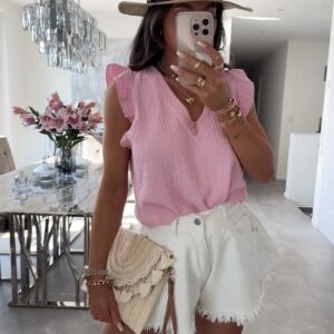 Top aus Baumwolle rosa